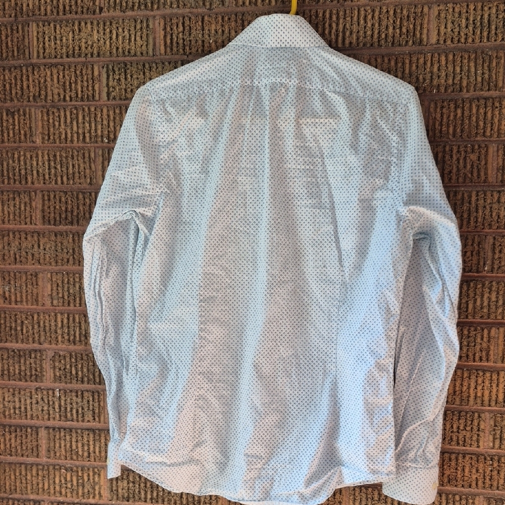 Express Men's Light Blue Patterned Button-Down Sh… - image 5